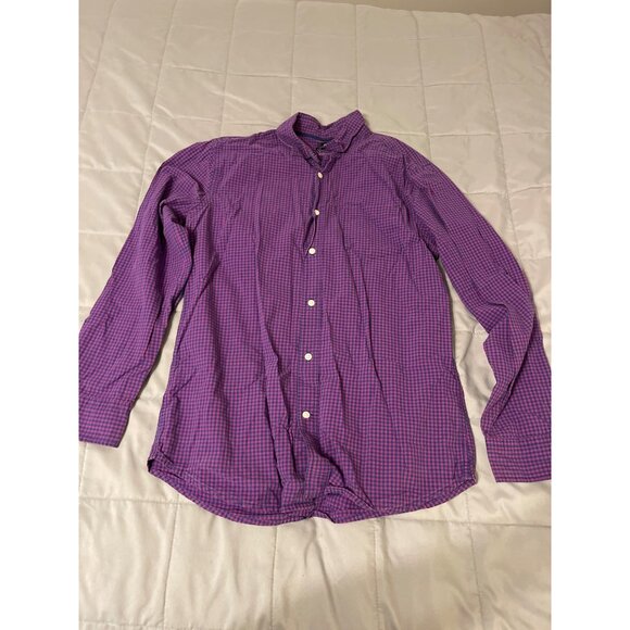 Gap Mens Slim Fit Long Sleeve Purple Plaid Shirt L - Picture 1 of 3